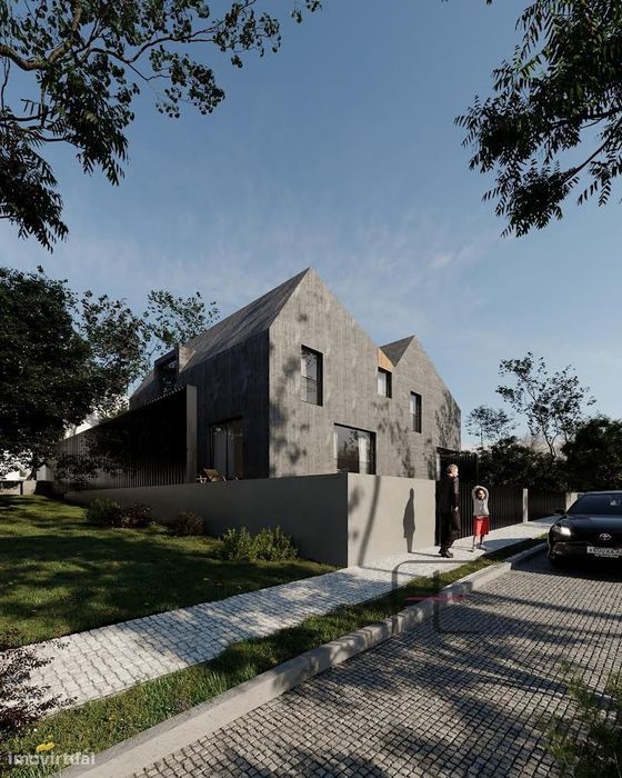 Moradia minimalista, T3+1, com piscina e jardim em Santa Maria da Feir
