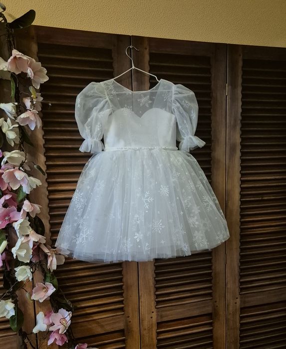 Сукня біла 92-146 для дівчинки на свято, платье снежинка  на утренник