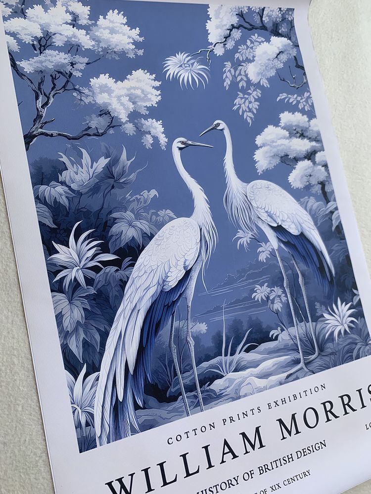 Gobelin na płótnie/Obrazek/William Morris/Cranes Blue