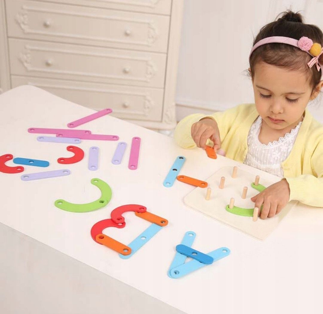 Drewniana ukladanka logiczna Montessori gra zabawka prezent