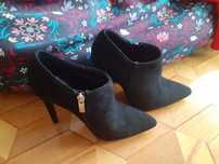 Botki, buty  obcas, czarne 37