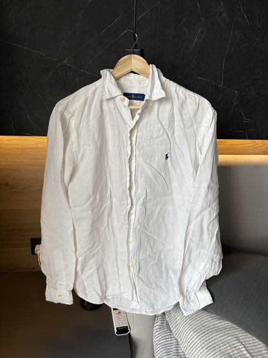 Чоловіча сорочка Polo Ralph Lauren лляна біла L