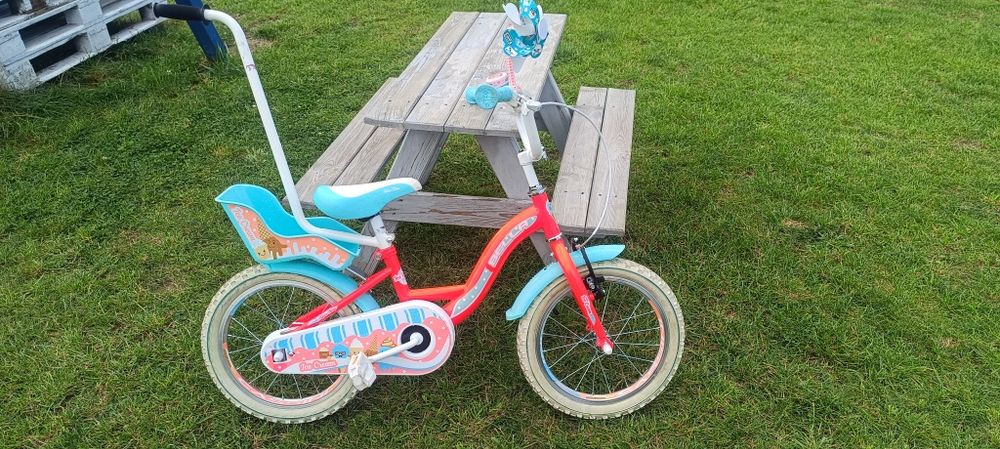 Rowerek dziecięcy dla dziewczynki 16 " + kask + dodatkowe kółka