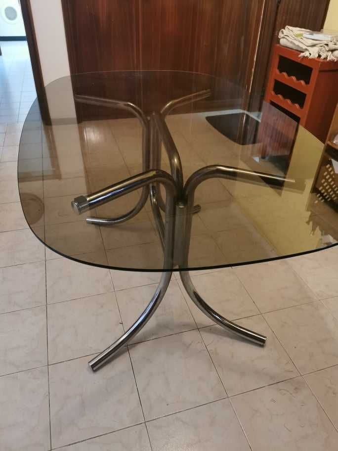 Mesa de sala de jantar estar cozinha em vidro BARATA