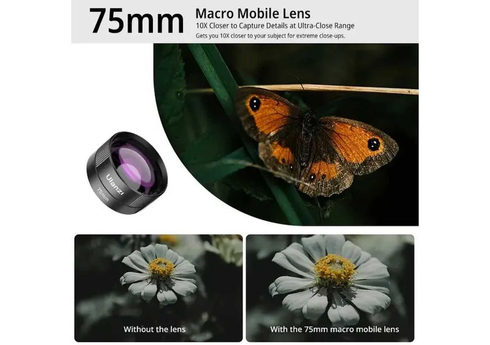 ULANZI 75mm Macro Lens — макрооб'єктив 10X для телефону макролінза