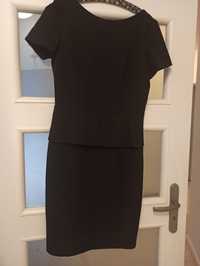 Czarna sukienka z baskinką, mala czarna r 38 F&F