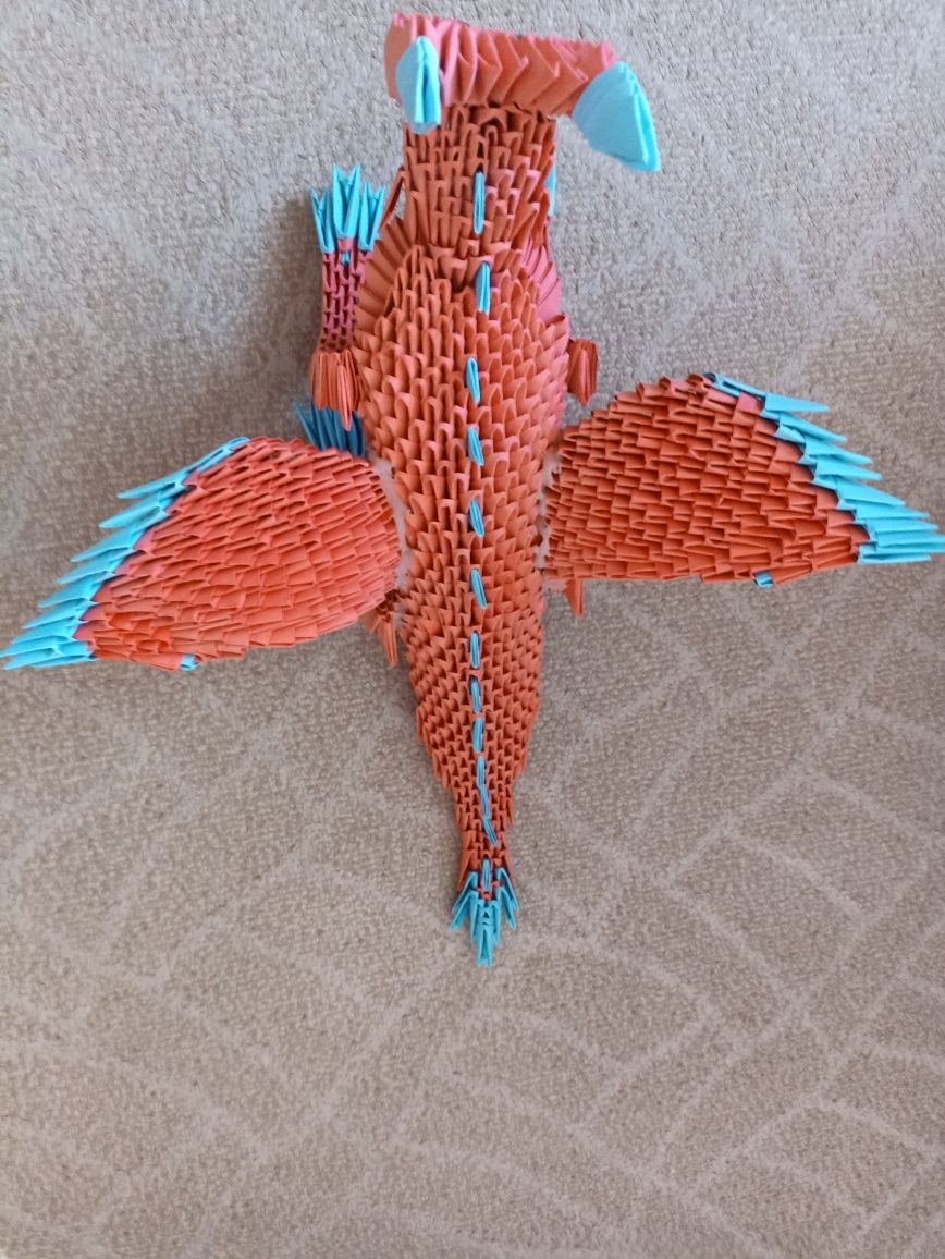 Оригами модульное поделка дракон бумага красный