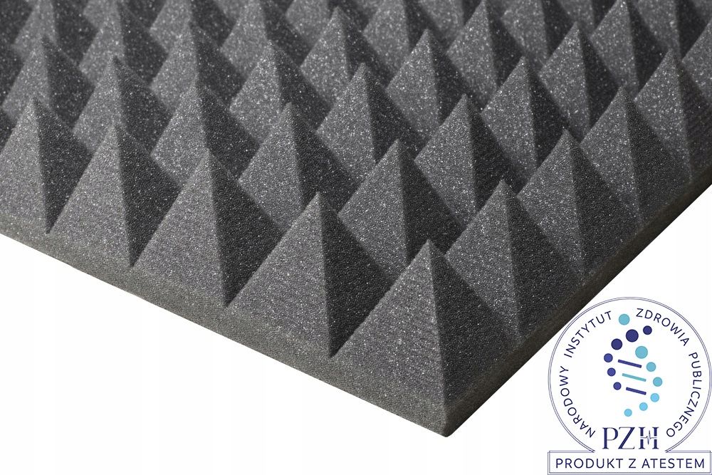 3D Panel Ścienny PIRAMIDA Kwadrat DEKORACJA szary 50x50cm Wyciszający