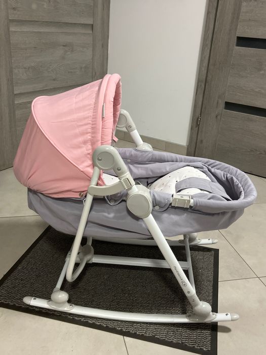 Leżaczek bujaczek kołyska Kinderkraft UNIMO x 50 x 78 cm Siwo-różowy
