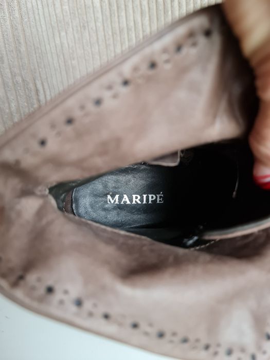 Botki skórzane Maripe r.40 czarno-brązowe obcas