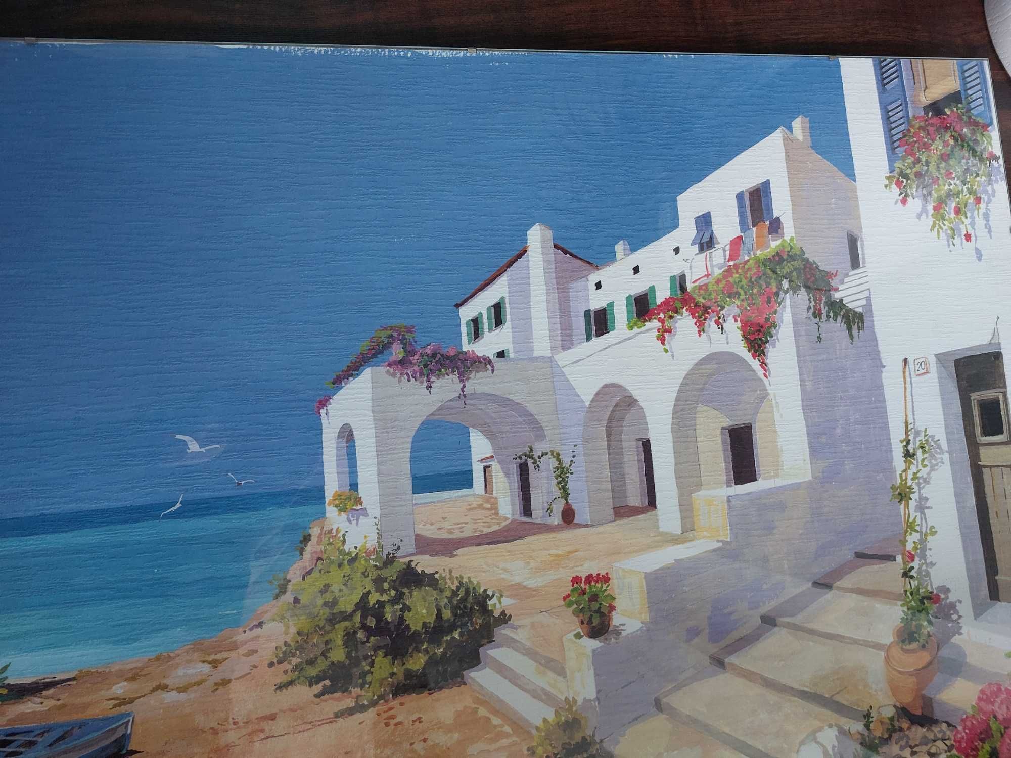 Plakat w antyramie 70 x 50 cm Grecja Santorini  morze