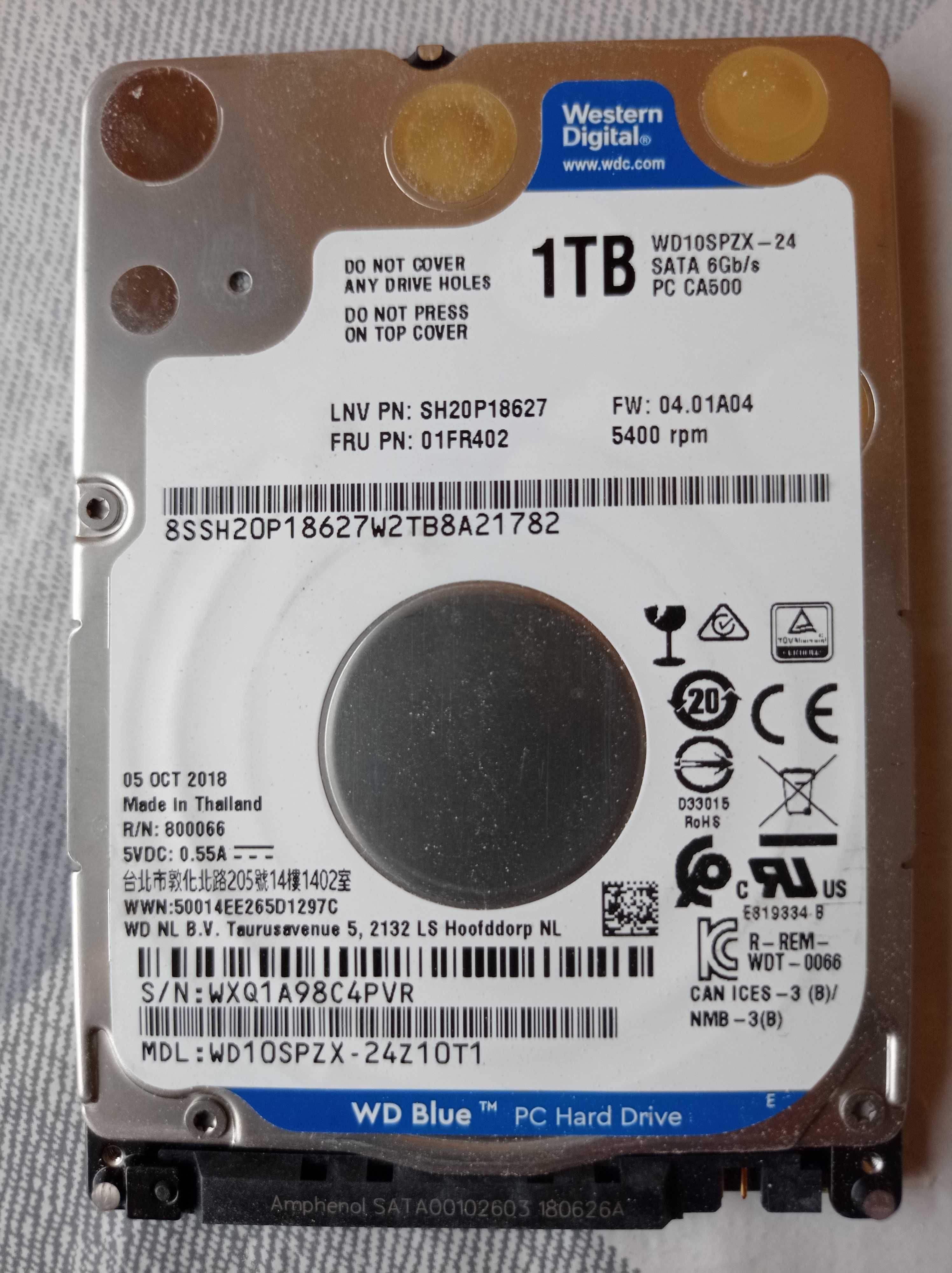 Dysk WD Blue 2.5'' 1 TB SATA/600 (WD10SPZX)