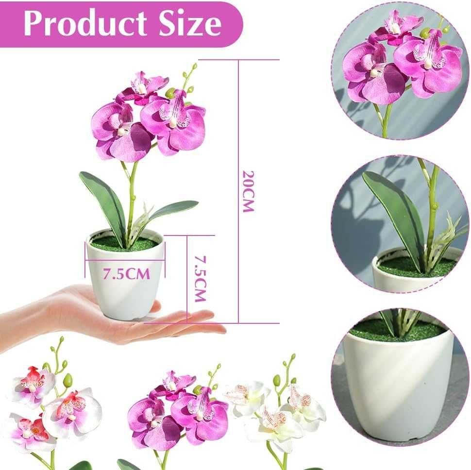 Sztuczne storczyki 3 szt kwiaty orchidei sztuczne orchidee + doniczki