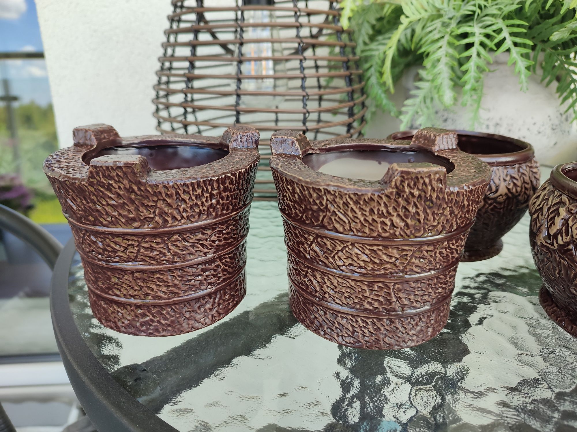 Zestaw 5 ceramicznych małych doniczek