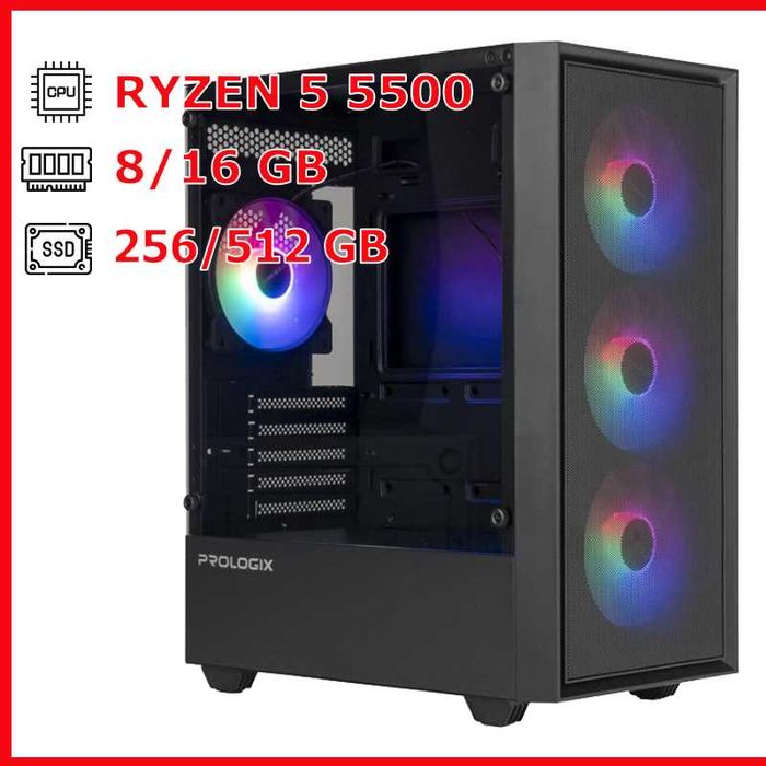 Игровой ПК Ryzen 5 5500 16/256GB Sapphire Radeon RX 6500 XT