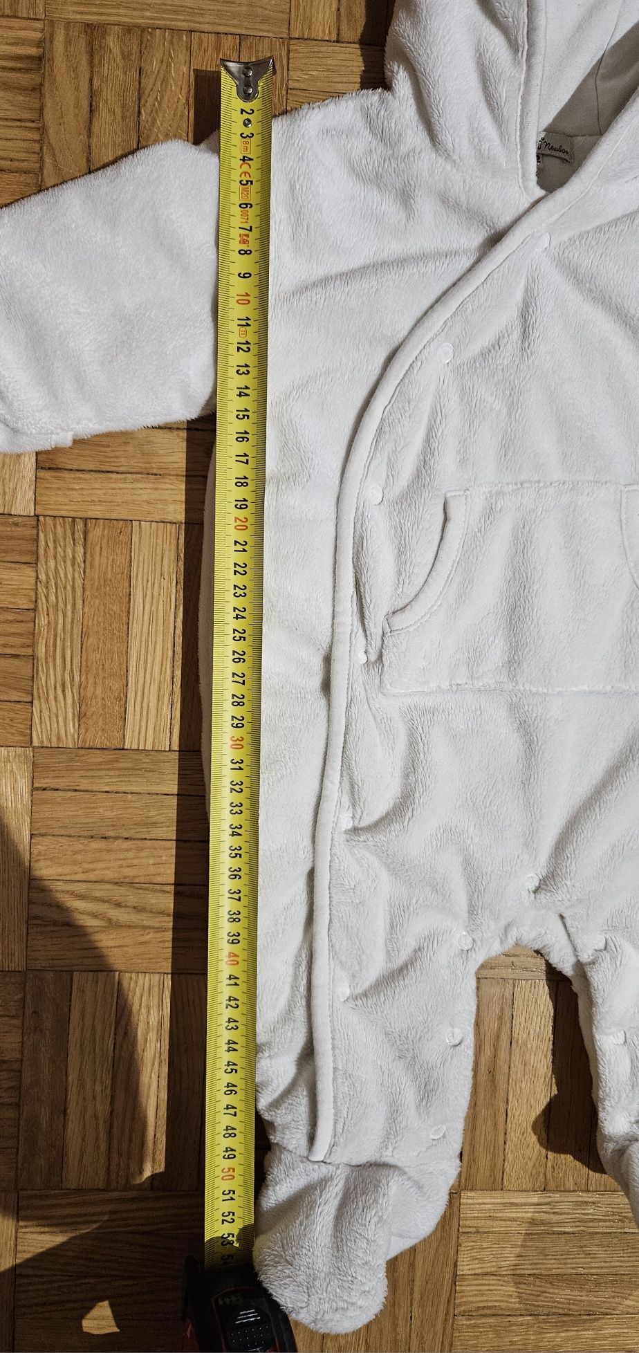 Kombinezon zimowy biały Miś misio 3 msc newborn niemowlak 62 chrzest