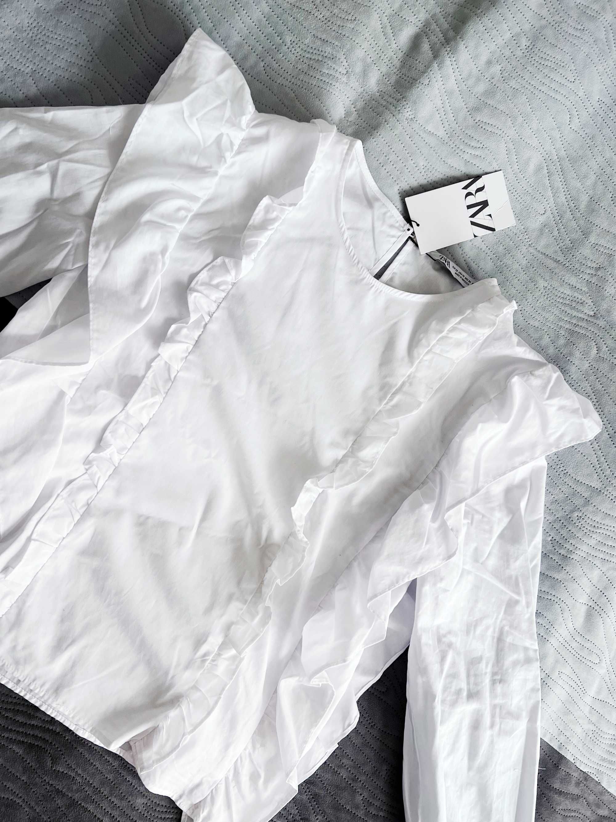 ZARA biała koszula bluzka falbany XS