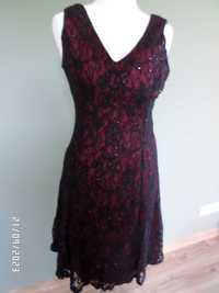 śliczna koronkowa- czarna sukienka-wesele-38-m