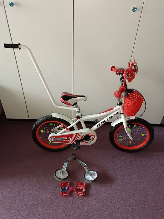 wysyłka Rower 16" akcesoria McQueen Kółka kij led dziecięcy