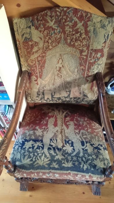 Fotel drewno-dąb/zabytkowy/100 lat/francuski/arras