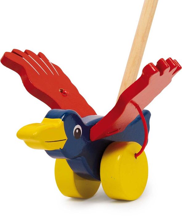 SMALL FOOT drewniany ptaszek do pchania na kiju pchacz
