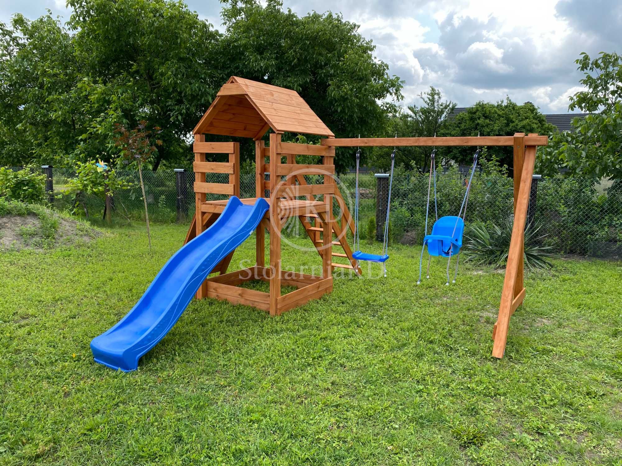 Plac zabaw dla dzieci Domek dziecka Huśtawki Zjeżdżalnia słupy 9x9cm