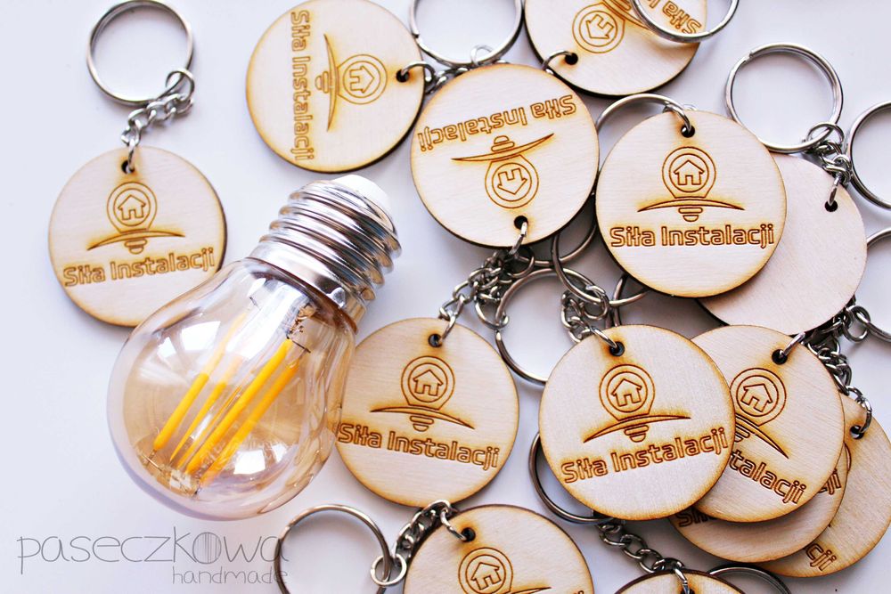 Brelok breloczek drewniany grawer PERSONALIZACJA serce koniczynka