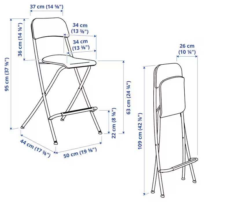 Krzesło barowe składane białe Franklin Ikea 63 cm