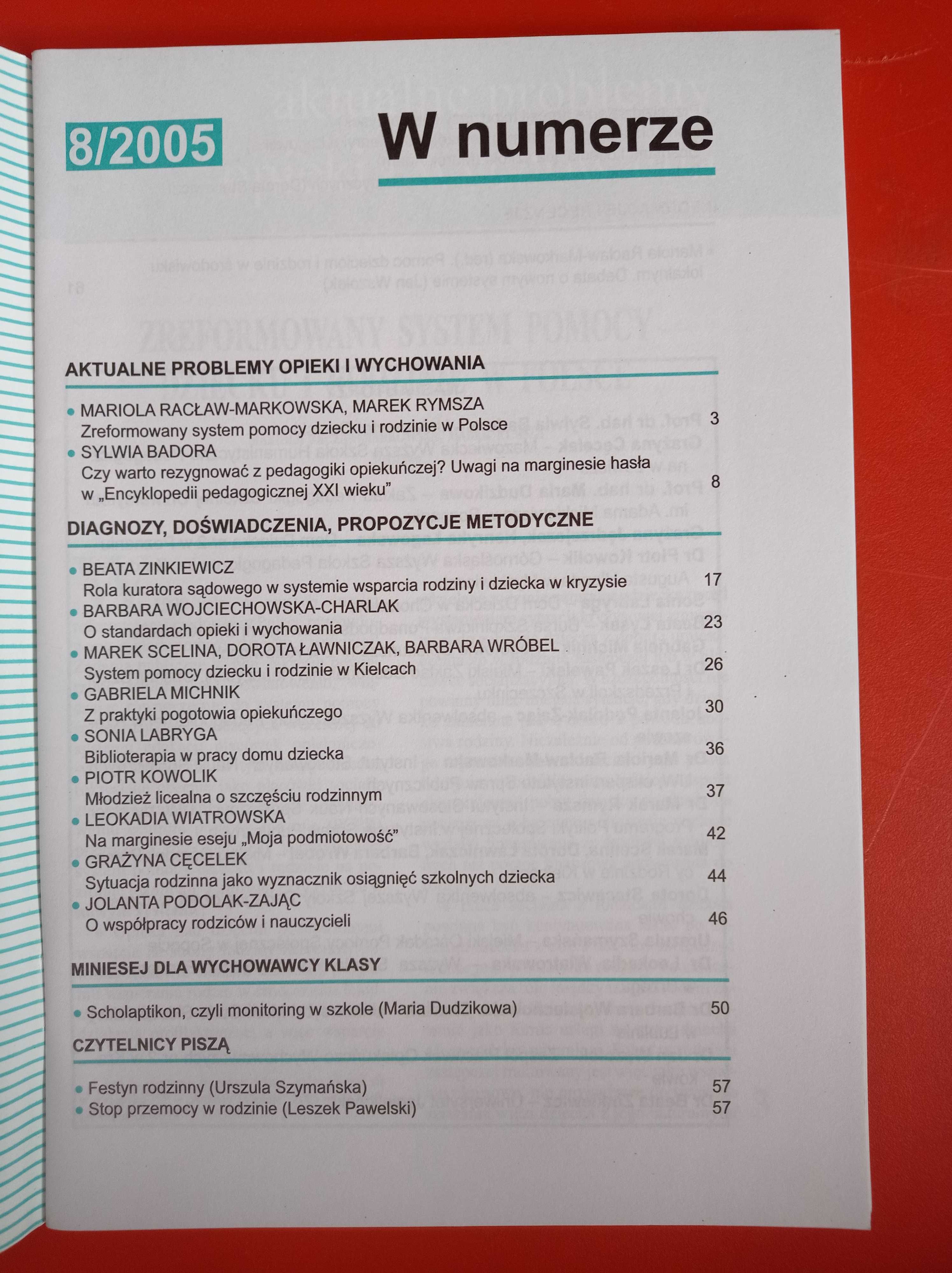 Problemy opiekuńczo-wychowawcze, nr 8/2005, październik 2005