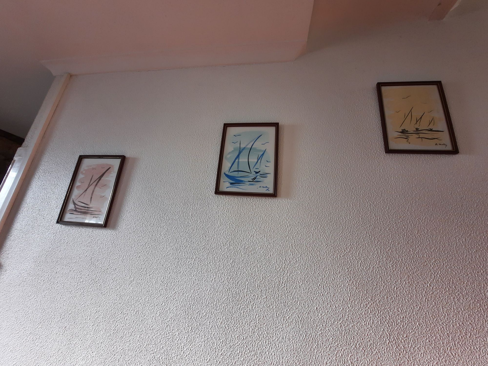 Conjunto de 3 aguarelas com moldura