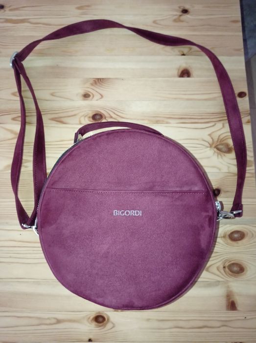 Bordowa torebka bigordi zamszowa