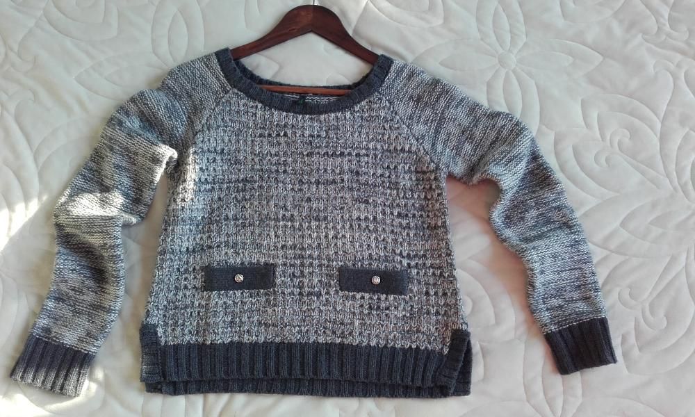 nowy sweter BENETTON szary krótki XS S