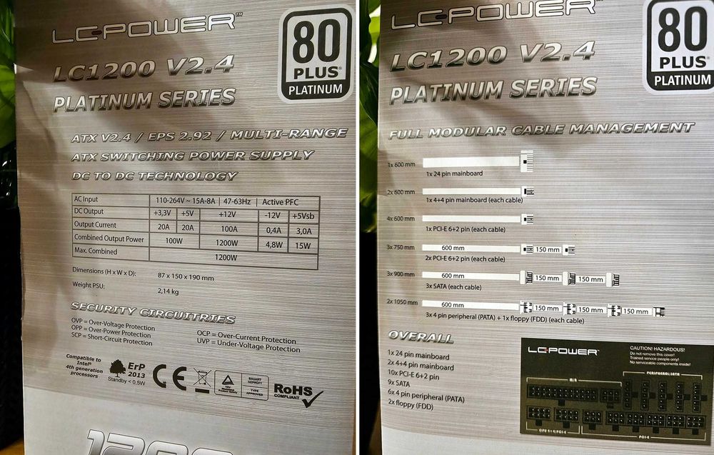 Блок живлення‼️TOP LC-Power 1200W PLUS PLATINUM 92% Corsair \ Seasonic