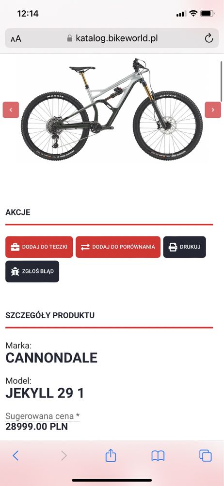 Rower enduro Cannondale Jekyll 29 1 L karbon, fox factory, nowy 29kzl