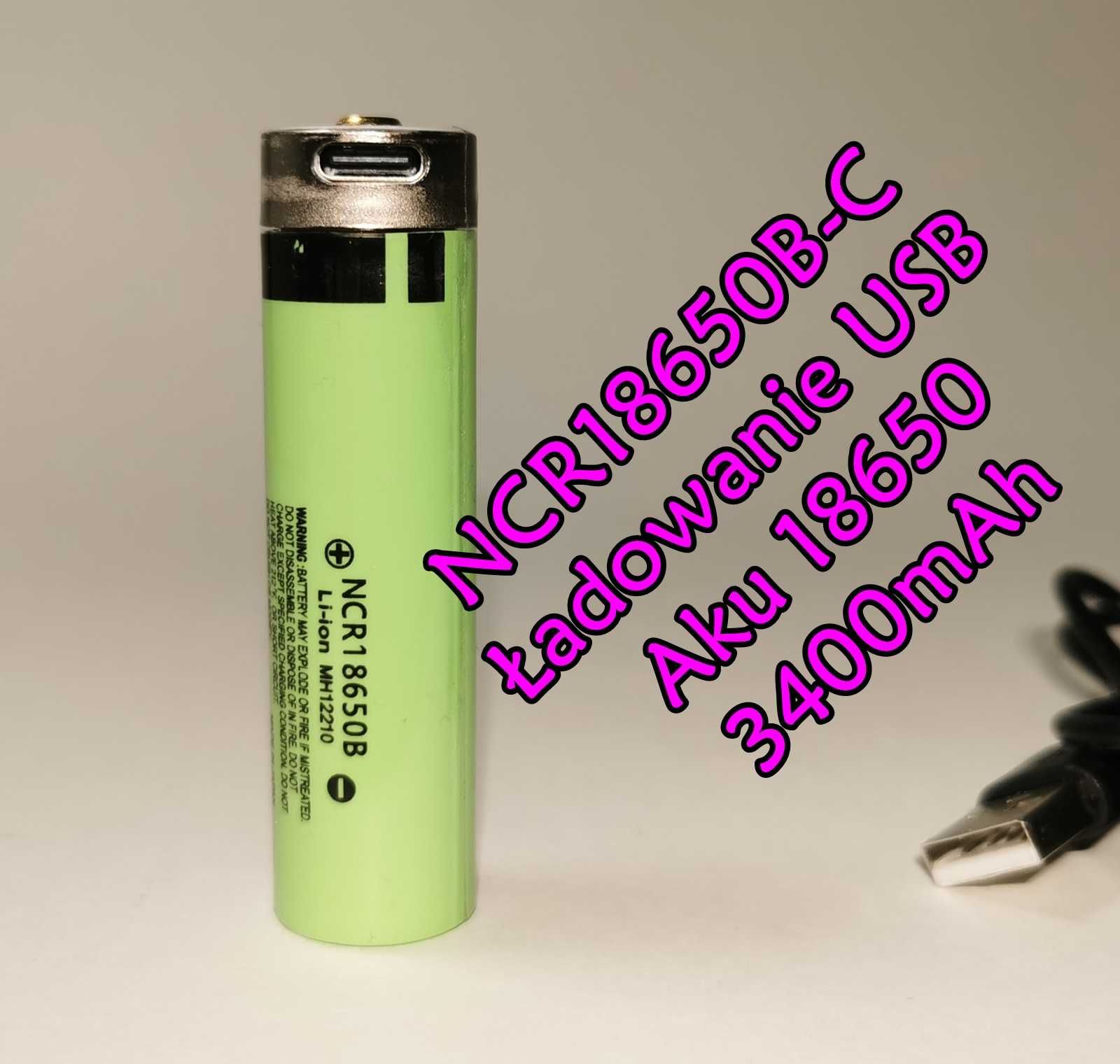 Akumulator 18650 z ładowarką USB-C 3400mAh