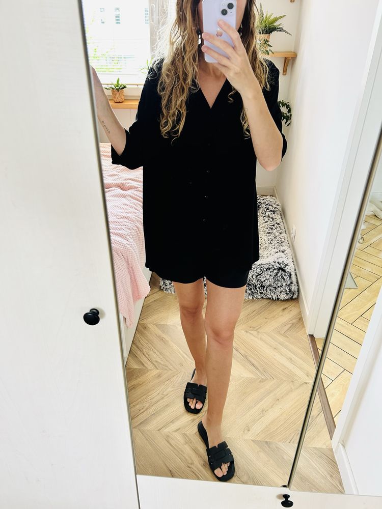 Czarna koszula oversize / zara