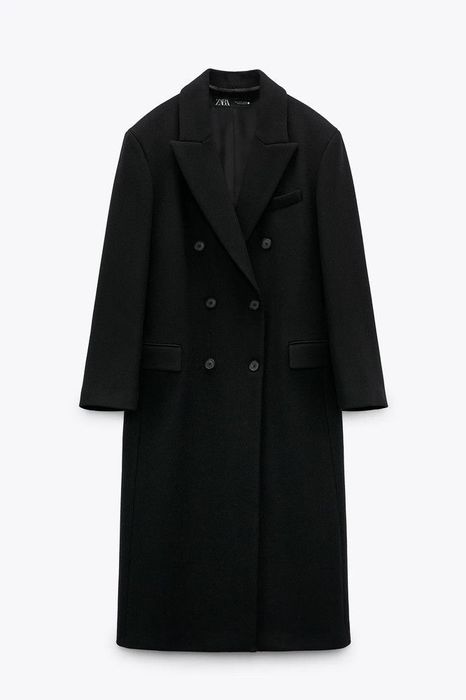Пальто zara чорне, шерсть.