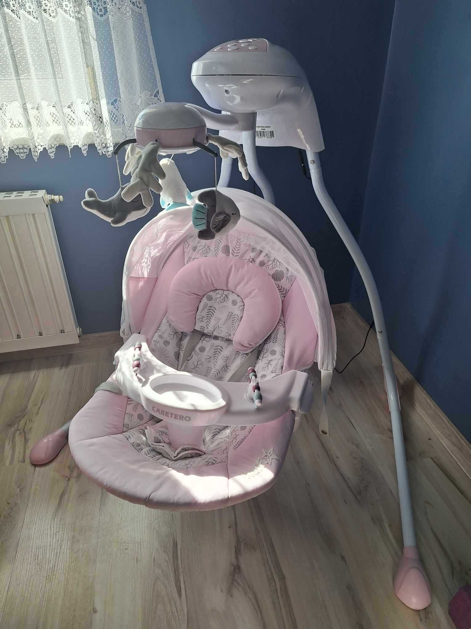 Caretero Raffi Pink, huśtawka, krzesełko, leżaczek, 3w1,