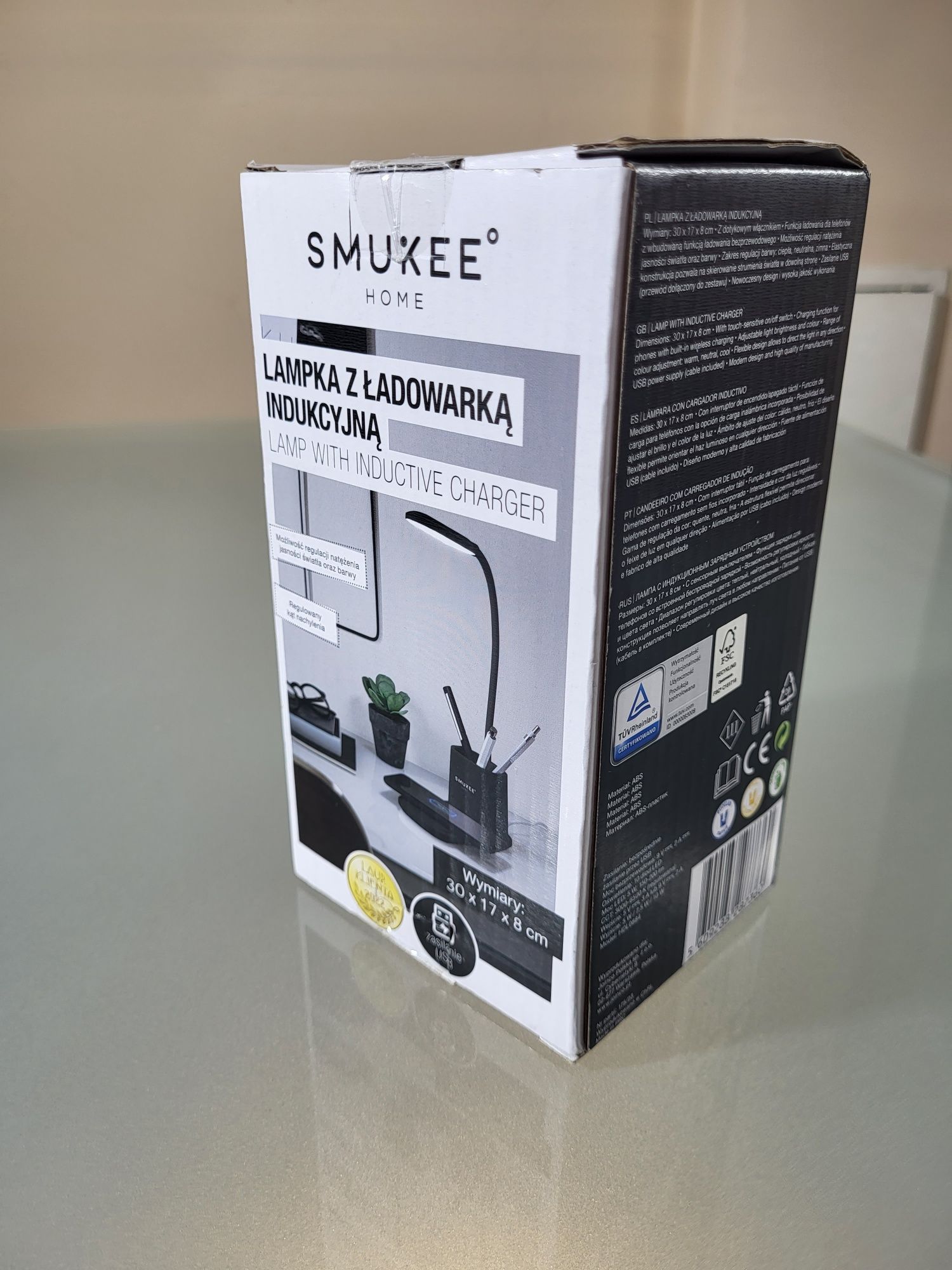 SMUKEE Home Lampka z ładowarką indukcyjną USB