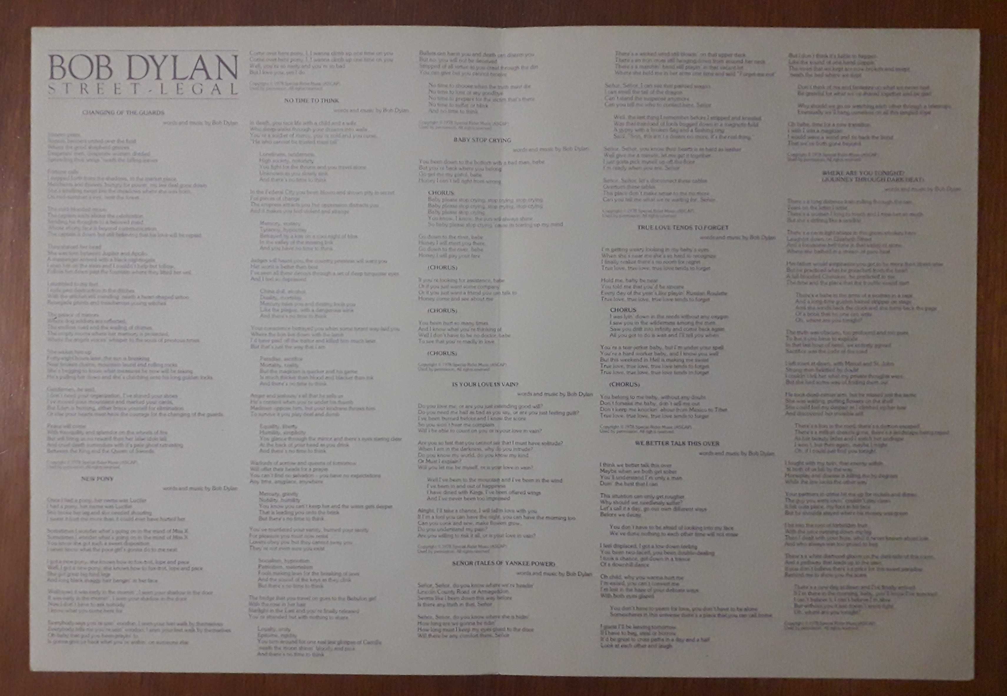 Bob Dylan disco de vinil "Street Legal"