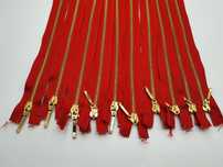 Zamek suwak metal ozdobny zestaw 10 szt.-30 cm.czerwony. Promocja