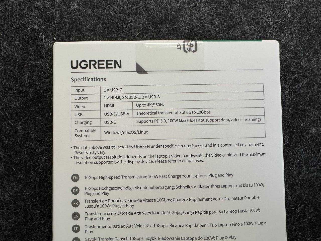 USB Хаб Ugreen Revodok 6в1 CM818 HDMI 4K 60Hz C 3.2 10Gbps 100W PD Hub