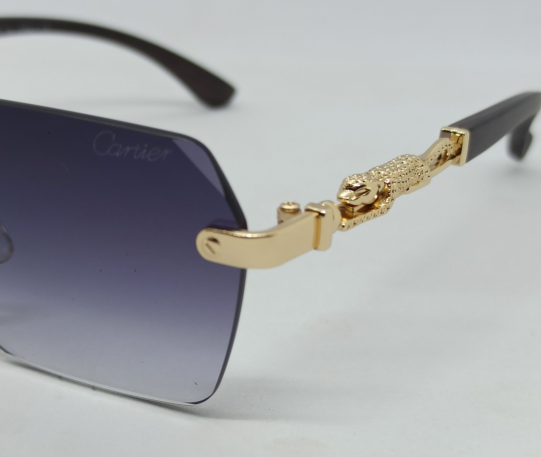 Cartier i очки унисекс серо фиолетовый градиент безоправные в золоте