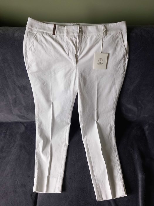 Męskie białe eleganckie spodnie włoskie PESORICO chinosy Massimo Dutti