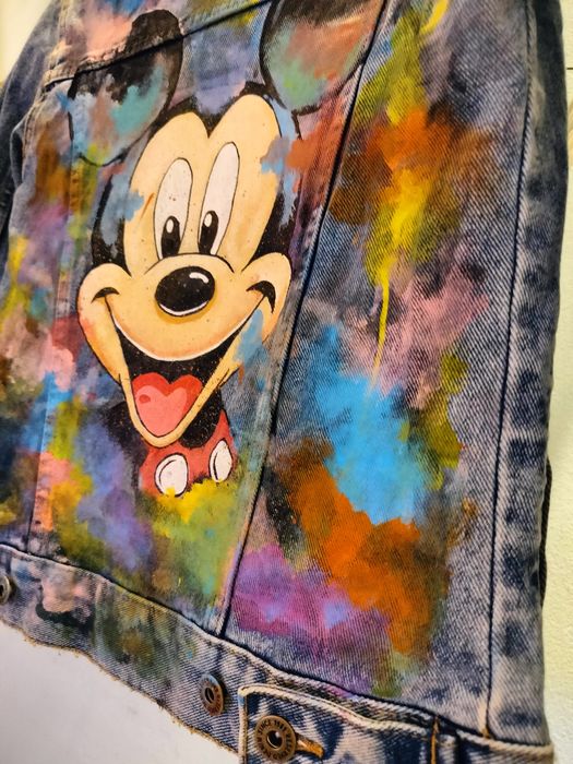 Custom kurtka jeansowa z motywem Myszka Mickey