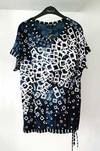 GORGO брендова блуза жіноча синя біла кофточка еластик стрейч НОВА