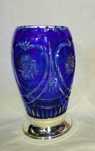 Jarra Cristal Azul Base Prata