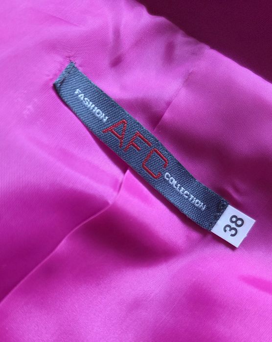 Komplet elegancki damski garnitur marynarka żakiet spodnie fuksja róż