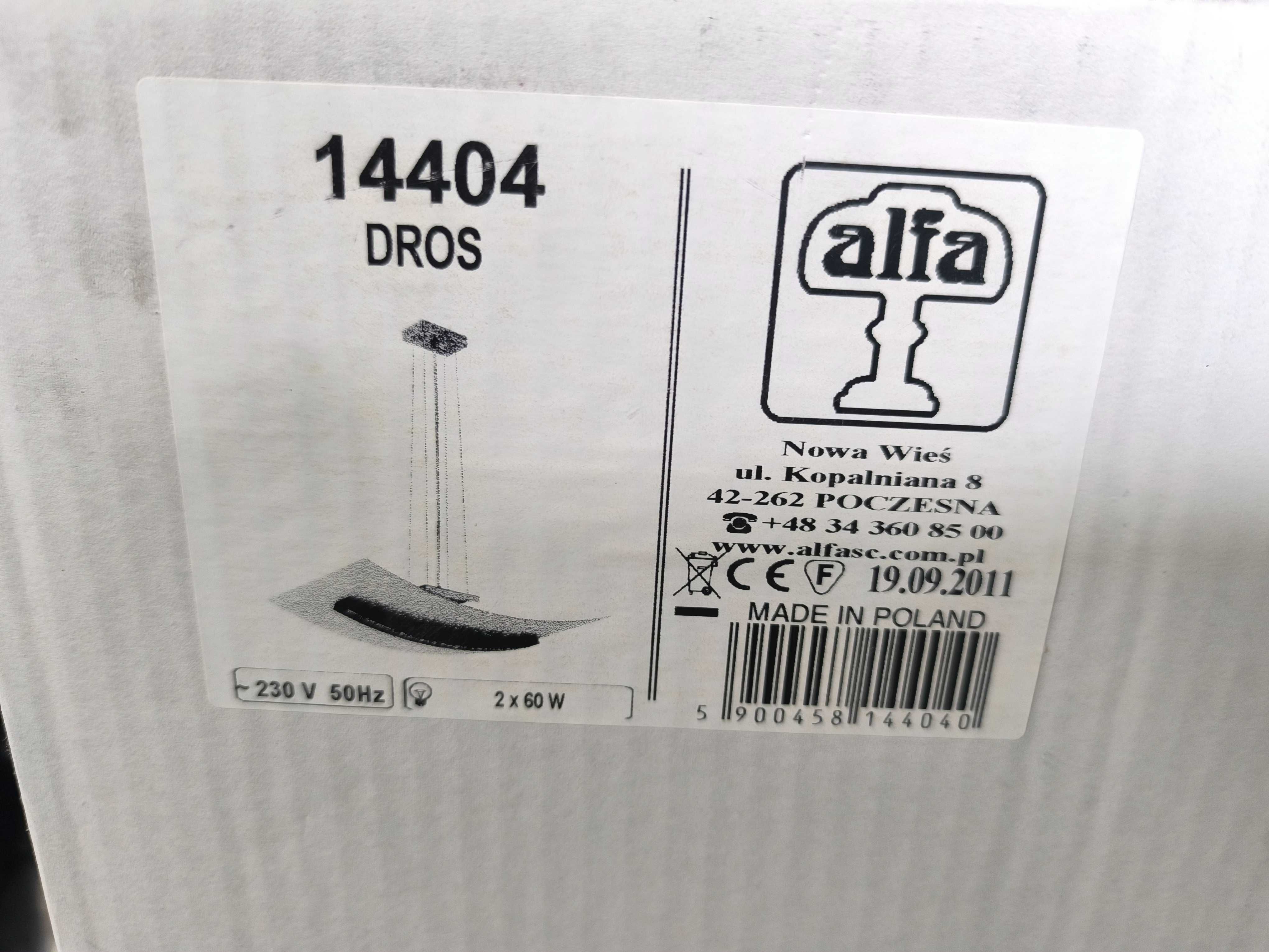Lampa wisząca ALFA 14404 DROS ze szklanym kloszem 2xe27 4szt.