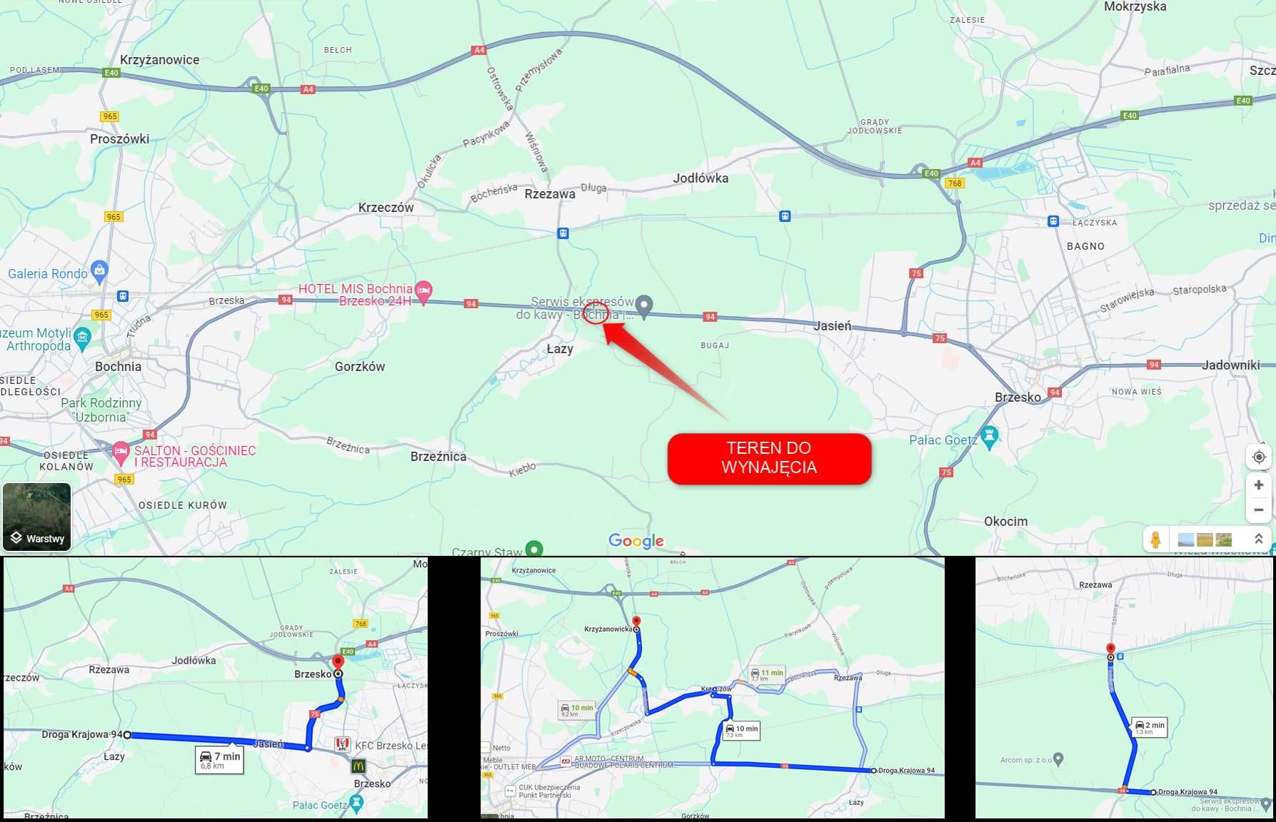 Do wynajęcia plac z hala magazynowa, teren do wynajęcia DK94
